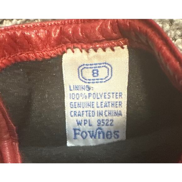 Fownes Red Leather Gloves Size 8 - Picture 4 of 4